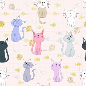 Papier Peint Pour Les Enfants - Chatons Et Poissons – Image 1