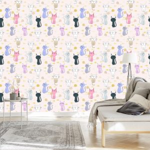 Papier Peint Pour Les Enfants - Chatons Et Poissons – Image 3