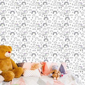 Papier Peint Pour Les Enfants - Licornes Arc-En-Ciel – Image 6