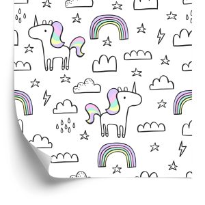 Papier Peint Pour Les Enfants - Licornes Arc-En-Ciel – Image 2