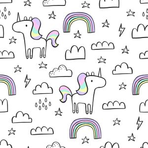 Papier Peint Pour Les Enfants - Licornes Arc-En-Ciel – Image 1