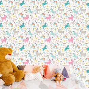 Papier Peint Pour Les Enfants - Licornes Colorées Au Style Scandinave – Image 6