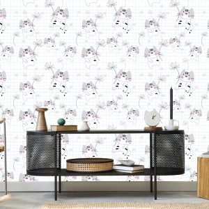 Papier Peint Pour Les Enfants - Chats Et Fleurs – Image 5