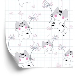 Papier Peint Pour Les Enfants - Chats Et Fleurs – Image 2