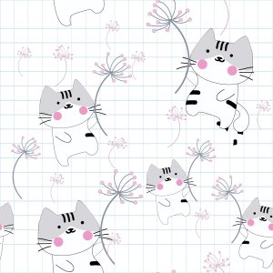 Papier Peint Pour Les Enfants - Chats Et Fleurs – Image 1