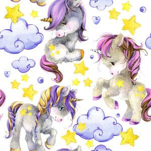 Papier Peint Coeurs De Nuage De Licornes Girly – Image 1