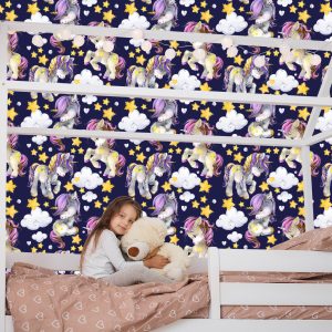 Papier Peint Dans Les Nuages ​​De Licornes Pour Les Filles – Image 7