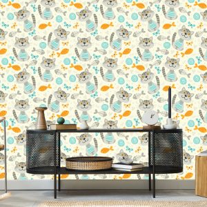 Papier Peint Pour Les Enfants - Chats Gris Rayés – Image 5