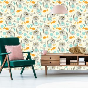 Papier Peint Pour Les Enfants - Chats Gris Rayés – Image 6
