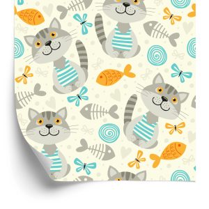 Papier Peint Pour Les Enfants - Chats Gris Rayés – Image 2