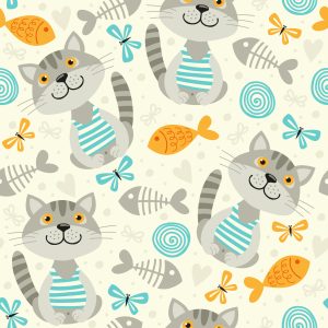 Papier Peint Pour Les Enfants - Chats Gris Rayés – Image 1
