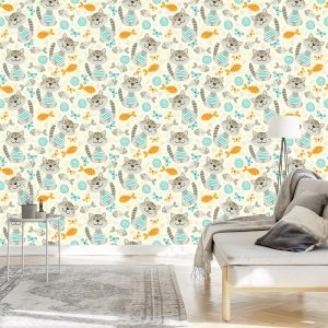 Papier Peint Pour Les Enfants - Chats Gris Rayés – Image 3