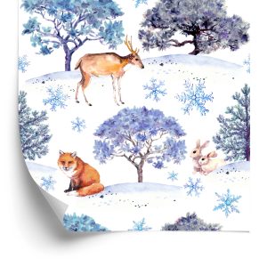 Papier Peint Cerfs, Lièvres Et Arbres – Image 2