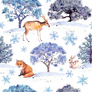 Papier Peint Cerfs, Lièvres Et Arbres – Image 1