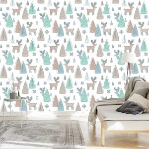 Papier Peint Cerf Pour Les Enfants Dans Le Style Scandinave – Image 3