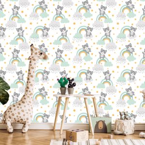 Papier Peint Pour Les Enfants - Chatons, Nuages ​​Et Étoiles – Image 5