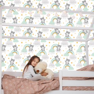 Papier Peint Pour Les Enfants - Chatons, Nuages ​​Et Étoiles – Image 7