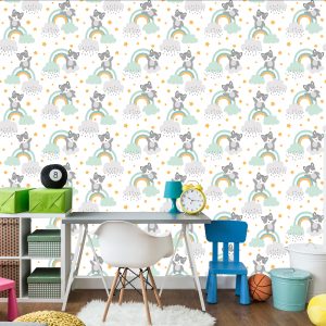 Papier Peint Pour Les Enfants - Chatons, Nuages ​​Et Étoiles – Image 4