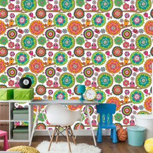 Papier Peint Pour Fille Aux Oiseaux Arbre Fleurs – Image 4