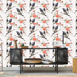 Papier Peint Grues Et Fleurs – Image 5