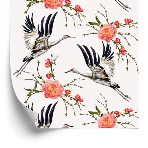 Papier Peint Grues Et Fleurs – Image 2