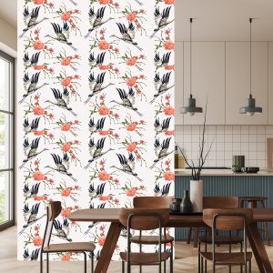 Papier Peint Grues Et Fleurs – Image 4