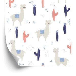 Papier Peint Pour Les Enfants - Lamas Et Plantes – Image 2