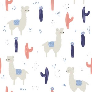 Papier Peint Pour Les Enfants - Lamas Et Plantes – Image 1