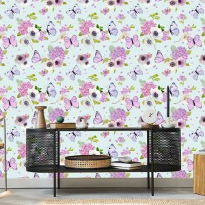 Papier Peint Papillons Fleurs Plantes Chambre D'enfants – Image 5