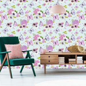Papier Peint Papillons Fleurs Plantes Chambre D'enfants – Image 6