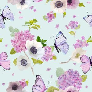 Papier Peint Papillons Fleurs Plantes Chambre D'enfants – Image 1