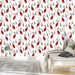 Papier Peint Beaux Oiseaux Et Plantes – Image 3