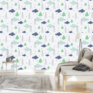 Papier Peint Arbres., Nuages., Nature, Chambre Enfants – Image 3