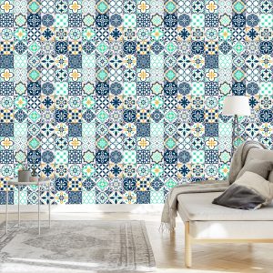 Papier Peint Mosaïque Turquoise Méditerranéenne – Image 3