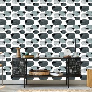 Papier Peint Moutons Dans Les Tons De Gris – Image 5