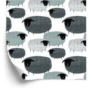 Papier Peint Moutons Dans Les Tons De Gris – Image 2