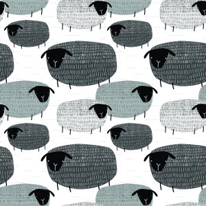 Papier Peint Moutons Dans Les Tons De Gris – Image 1