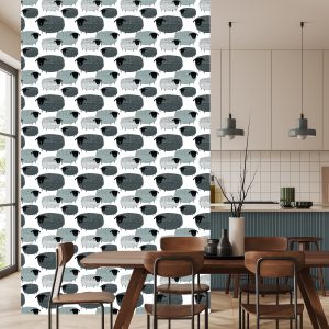 Papier Peint Moutons Dans Les Tons De Gris – Image 4