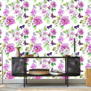 Papier Peint Fleurs Sauvages Roses Aquarelles – Image 5