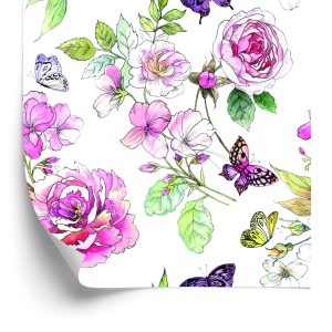 Papier Peint Fleurs Sauvages Roses Aquarelles – Image 2