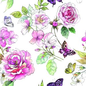 Papier Peint Fleurs Sauvages Roses Aquarelles – Image 1