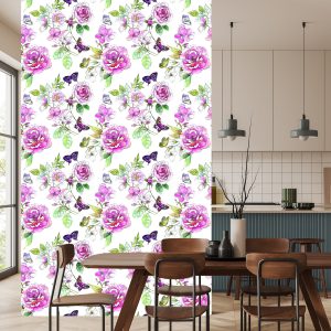 Papier Peint Fleurs Sauvages Roses Aquarelles – Image 4