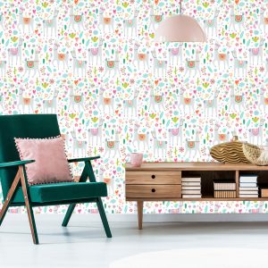 Papier Peint Lama Cactus Fleurs Pour Chambre De Bébé – Image 6
