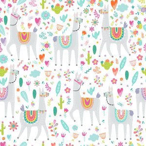 Papier Peint Lama Cactus Fleurs Pour Chambre De Bébé – Image 1