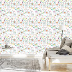 Papier Peint Lama Cactus Fleurs Pour Chambre De Bébé – Image 3