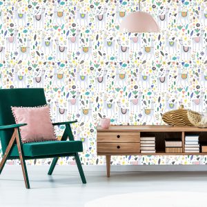 Papier Peint Lama Animaux Fleurs Pour Une Chambre De Bébé – Image 6