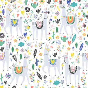 Papier Peint Lama Animaux Fleurs Pour Une Chambre De Bébé – Image 1