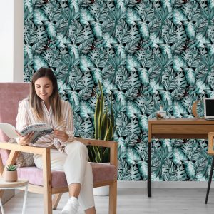 Papier Peint Feuilles Dans Les Tons De Vert – Image 7