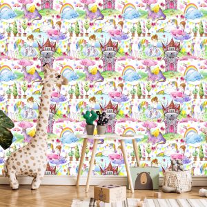 Papier Peint Pour Une Chambre De Bébé Dragons Licornes De Contes De Fées – Image 5