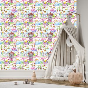 Papier Peint Pour Une Chambre De Bébé Dragons Licornes De Contes De Fées – Image 3